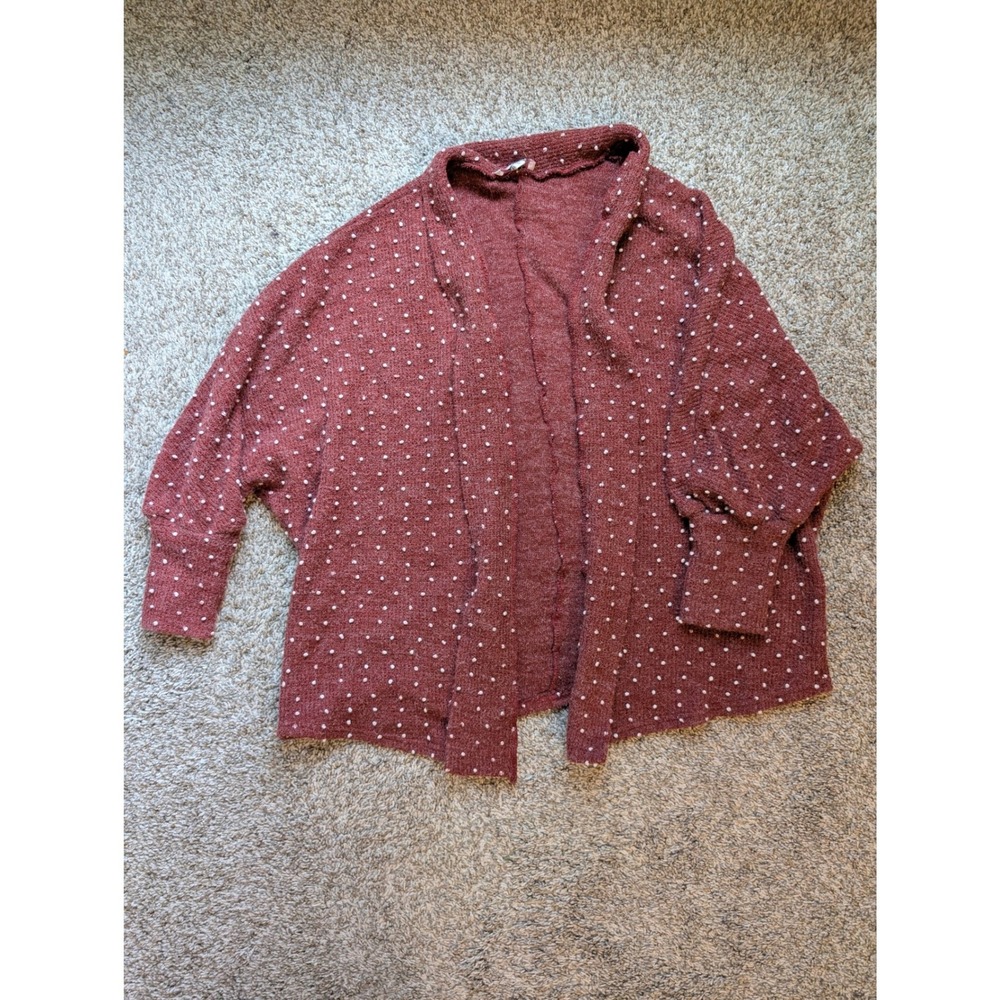 Andree by Unit Cardigan Women Small Rust Red Popcorn Knit Batwing Open Front